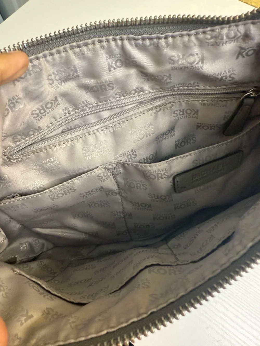 Michael Kors Small Middleton Leather Studded hobo in Gray
